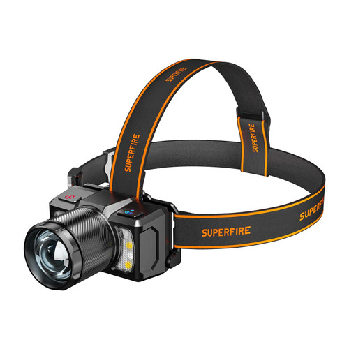 SuperFire Led headlamp,2000 Lumen Super Bright headlamp Rechargeable,Zoomable Head lamp Flashlight with Motion Sensor Hard Hat Light headlamps for Adults