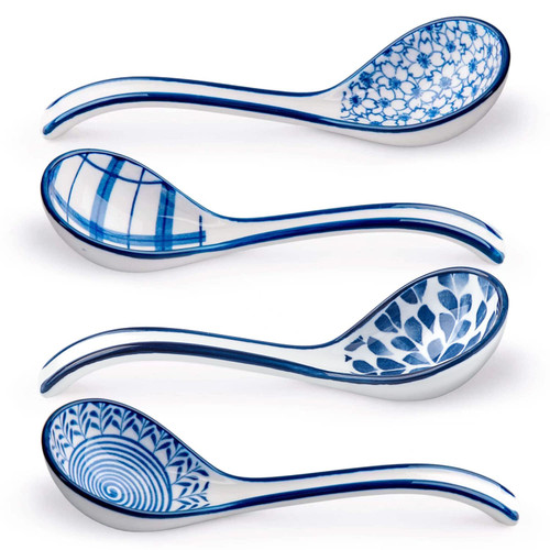 Asian Soup Spoon Set of 4, Ceramic Chinese Soup Spoons Long Handle Ramen Spoons Soup Spoons for Ramen Pho Dumpling Wonton Noodles Asian Soup Spoon Set of 4, Ceramic Chinese Soup Spoons Long Handle Ramen Spoons Soup Spoons for Ramen Pho Dumpling Wonton Noodles