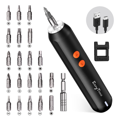 Electric Screwdriver, Cordless Power Screwdriver Set with 2000mAh Rechargeable Battery, 3.7V, 4 LEDs, USB-C Cable, 20pcs Bits, Automatic & Manual, High Torque 2.5Nm