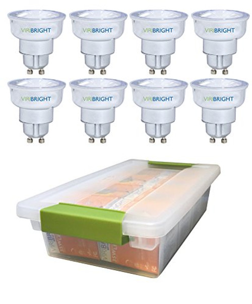 Viribright 75004513 MR16 310 Lm 35W GU10 Base-LED Light Bulb (8 Pack), Warm White 2700K with Sterilite (Made in The USA) Small Clip Box Viribright 75004513 MR16 310 Lm 35W GU10 Base-LED Light Bulb (8 Pack), Warm White 2700K with Sterilite (Made in The USA) Small Clip Box