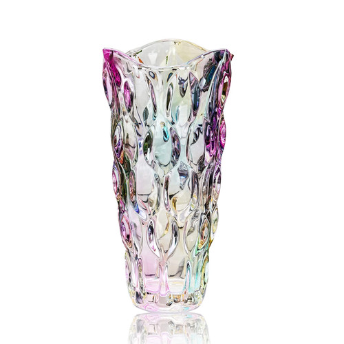 Glass Colorful Vase, Crystal Flower Vase for Home Decor, Table Vase for Flower Centerpieces Thick 9.45 inch