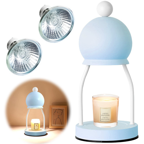 Grosun Candle Warmer Lamp, Candle Warming Lamp with Timer Electric Candle Warmer with 2 Bulbs Dimmable Candle Warmer Lamp for Jar Candles Candle Heater(Light Blue)