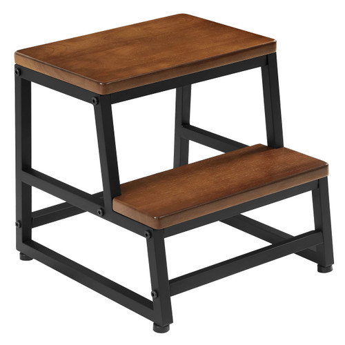 Wooden Step Stool, Heavy Duty Step Stools for Adults with 500 LB Load Capacity, Bed Steps for High Bed for Adults Kids, Wooden Stool for Kitchen Bedroom Livingroom Bathroom(Light Walnut)