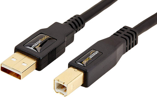 Amazon Basics USB-A to USB-B 2.0 Cable for Printer or External Hard Drive, Gold-Plated Connectors, 6 Foot, Black