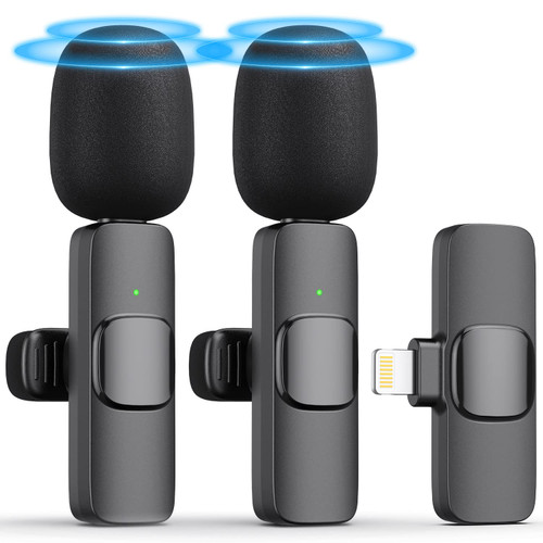CHOAST 2 Pack Professional Wireless Lavalier Microphone for iPhone iPad, 2.4G Lav Lapel Mics Plug-Play & Noise Reduction, Mini Mic for TikTok YouTube Vlog Video Recording Interview Podcast