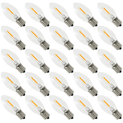 Austin Coast C9 Led Christmas Light Bulb ?C9 LED Replacement Bulb for Christmas String Lights, E17 Intermediate Base, 2700K Warm White, C9 Commercial Grade Holiday Waterproof Clear Glass Bulb