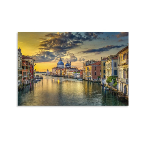 AAHARYA Landscape Poster City View Venice, Italy Art Deco Canvas Wall Print Sea Canvas Painting Wall Art Poster for Bedroom Living Room Decor 08x12inch(20x30cm) Unframe-style