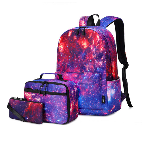 Imyth 3Pcs colorful Backpack sets for Teen Girls, Cute Bookbag School Daypacks for Elementary Middle Students (Sky-Black)