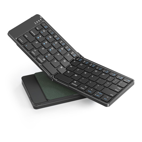Rovinda Foldable Bluetooth Keyboard, Portable Wireless Folding Keyboard (BT5.1 x 3), Pocket-Sized & Ultra-Slim, USB-C Rechargeable for iOS, Android, Windows Mac OS Laptop Tablet Smartphone, Green
