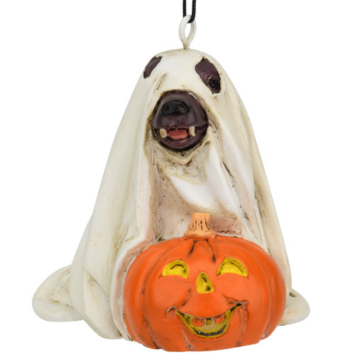 Tree Buddees Cute Dog Dressed As Ghost with Pumpkin Halloween Ornament