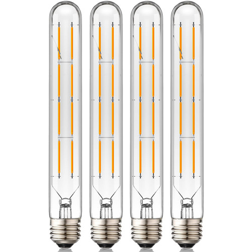 Dimmable 8W T10 LED Bulbs, Warm White 2700K, 8.9inch Long Tubular Light Bulb, 80 Watt Vintage Edison LED Filament Bulb,800lm,E26 Base Led Bulb,Pack of 4