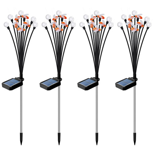 Mueczeo Solar Garden Lights 4 Packs Solar Swaying Light Sway by Wind Solar Firefly Lights Outdoor Waterproof Landscape Decoration Lights for Yard Pathway Parties and Camping