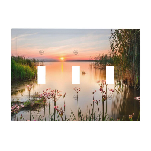 3 Gang Wall Plate Sunset Landscape Triple Toggle Light Switch Cover Light Plug Outlet Covers For Bedroom Kitchen Home Decor