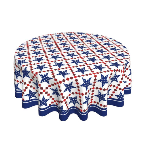 4th of July Tablecloth Red White and Blue Star Plaid Round Tablecloth 60 Inch Washable Patriotic Tablecloth for Independence Day Parties Picnic Dining Room Table Decor 4th of July Tablecloth Red White and Blue Star Plaid Round Tablecloth 60 Inch Washable Patriotic Tablecloth for Independence Day Parties Picnic Dining Room Table Decor