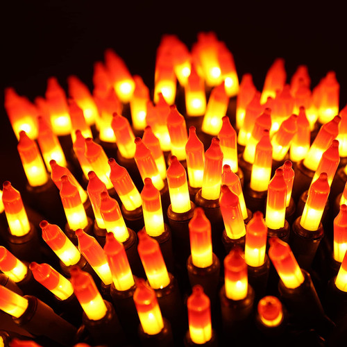 Brizled Candy Corn Halloween Lights, 100 Count Orange & Yellow Halloween Lights Connectable, UL Certified Incandescent Mini String Lights, Black Wire Halloween Lights for Indoor Halloween Party Decor