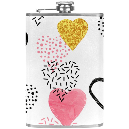 Heart Flasks for Liquor for Men, Stainless Steel Hip Flask with Funnel, Whiskey Flask 8 oz