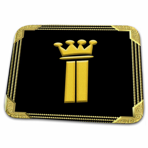 3dRose King, queen crown, rich frame. Yellow on black. Ideally... - Dish Drying Mats (ddm-325325-1)