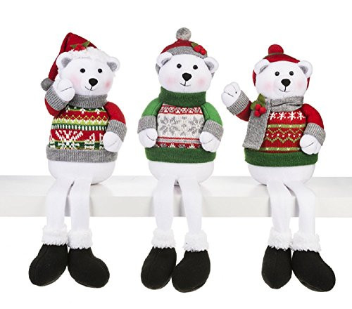 Ganz North Pole Friends Stuffed Polar Bear Shelf Sitters Set of 3 Assorted