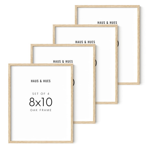 Haus and Hues 8"x10" Beige Oak Wood Picture Frame Set of 4 - 8x10 Wood Picture Frame, 8x10 Frames 4 Pack, 8x10 Poster Frame, 8x10 Frame Wood, 8 by 10 Picture Frames, Set of 4 Frames 8x10 Frame Only (Beige Oak)