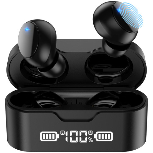 FEANS Wireless Earbuds Bluetooth 5.3 Call Noise Cancelling Earbuds in Ear Headphones with Microphone LED Power Display IPX5 Waterproof Stereo Earphones Deep bass for iPhone Android PC Laptop Sport