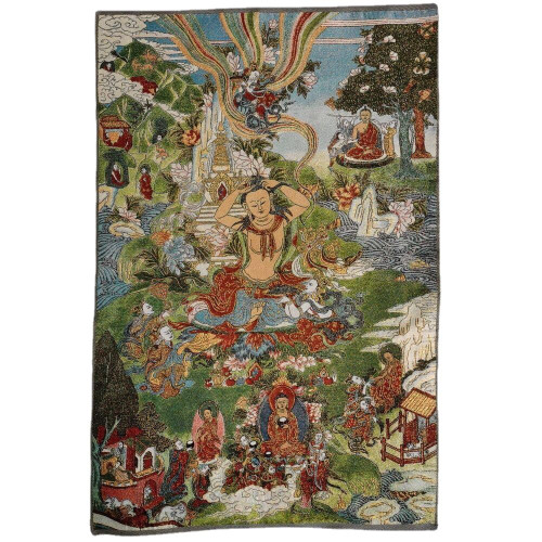 Silk Embroidery Tibetan Thangka Buddhism Shakyamuni Buddha Life Story Tangka Fengshui Wall Hanging for Home Decor Tapestry Meditation