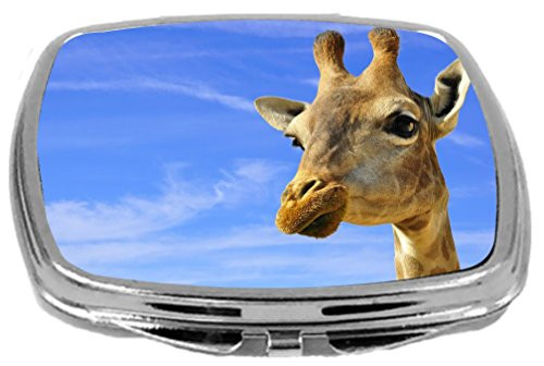 Rikki Knight Compact Mirror, Smiling Giraffe Close-up On Blue Sky