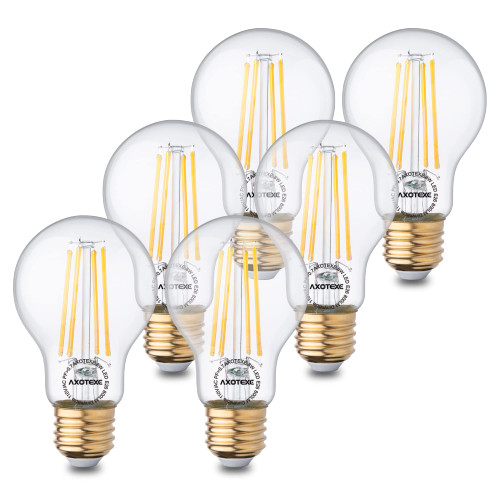 AXOTEXE E26 Edison Bulbs 60 Watt LED Filament Vintage Light Bulbs, 4000K Neutral Daylight White, Dimmable 8W 800LM A19 Antique E26 LED Bulb, UL Listed, 6-Pack