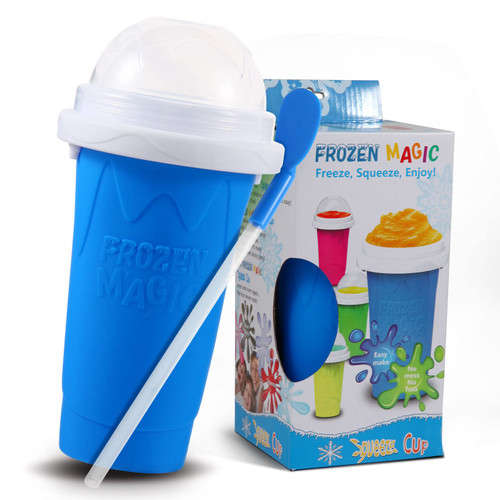 Slushie Maker Cup Magic Quick Frozen Smoothies Cup, Cooling Cup, Homemade Milkshake Maker DIY for Family (Blue)