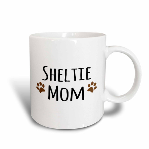 3dRose Sheltie Dog Mom Two Tone Mug, 11 oz, Red