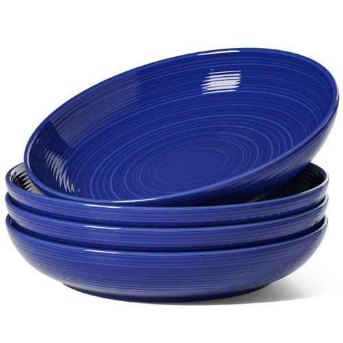 LE TAUCI 36 Ounce Pasta Bowls and Serving Bowls, Large Salad Bowls, Soup Bowl, 9 Inch Ceramic Pasta Plates, Set of 4, Blue