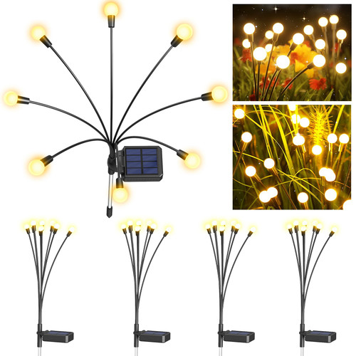 Solar Garden Lights Outdoor Waterproof: 4Pack Firefly Garden Lights Solar Outdoor 8 LED Swaying Solar Garden Lights Solar Power Firefly Solar Outdoor Lights For Yard Landscape Patio Outside Decoration