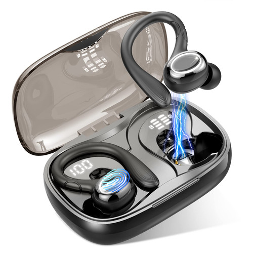 Wireless Earbud, Bluetooth 5.3 Headphones with Sport Earhooks Wireless Earphones in-Ear with HiFi Stereo Sound, Bluetooth Earbud Dual LED Display, 48H Playtime, IP7 Waterproof, Noise Cancelling, Sport Wireless Earbud, Bluetooth 5.3 Headphones with Sport Earhooks Wireless Earphones in-Ear with HiFi Stereo Sound, Bluetooth Earbud Dual LED Display, 48H Playtime, IP7 Waterproof, Noise Cancelling, Sport