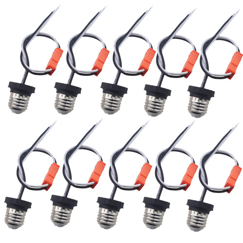 Odlamp Edison 10pcs E26 Sockets Adapter Medium Base Male Screw in Light Bulb Socket Pigtail for Led Ceiling Lights Downlight (Socket A 10packs)