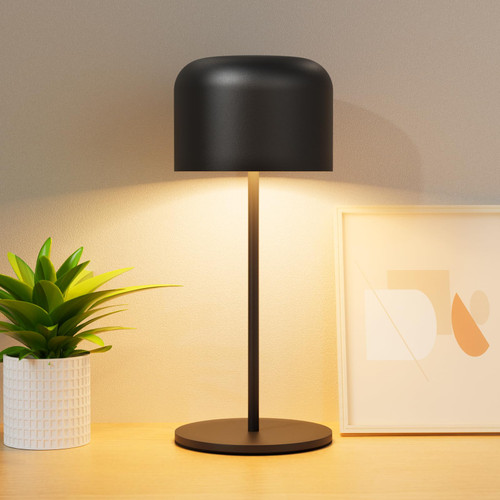 Aoceley Cordless LED Table Lamp,5500mAh Battery Powered IP54 Outdoor Rechargeable Table Light,3-Color Stepless Dimming Desk Lamp,Cordless Portable Lamps for Dinner Table,Restaurant,Bar,Camping(Black)