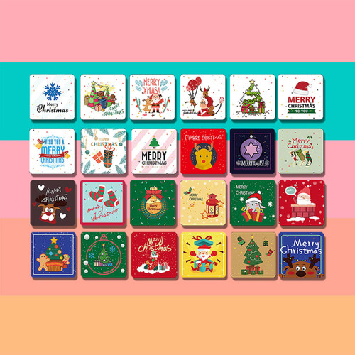 24 Pack Mini Christmas Greeting Cards & Envelopes,Happy Holiday Card Pack ,cute christmas card with Envelopes and Stickers for Classroom Home Office Business.