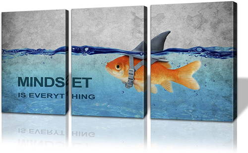 BWSPACE Mindset is Everything Wall Art Office Decor Motivational Wall Art Canvas Prints Entrepreneur Bundle Set 3 Pieces Inspirational Grind Hustle Success Execution(36" W x 16" H, MIE)