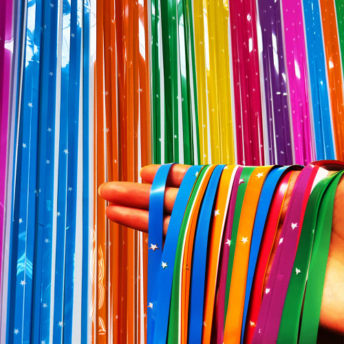 Rainbow Foil Curtain, Rainbow Party Decorations Fiesta Backdrop Colorful Fringe Backdrop Wall Door Streamers Photo Booth Props for Rainbow Birthday Baby Shower Wedding Pride Decorations(3Pack)