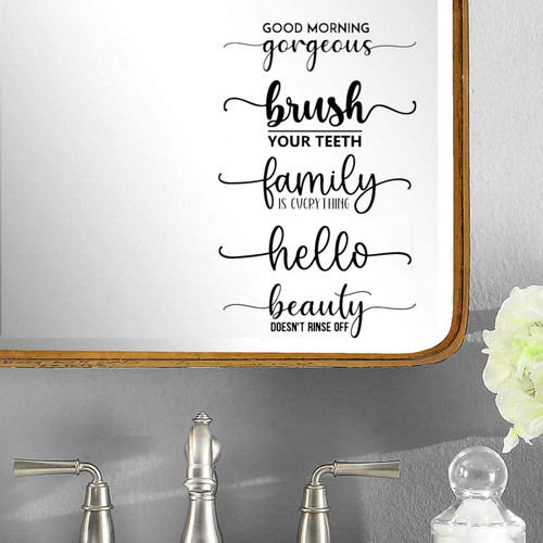 Good Morning Gorgeous Sticker - Inspirational - Mirror Decal - Motivational Wall Quotes - Car Bumper Sticker - Wall Decal (Black) Good Morning Gorgeous Sticker - Inspirational - Mirror Decal - Motivational Wall Quotes - Car Bumper Sticker - Wall Decal (Black)