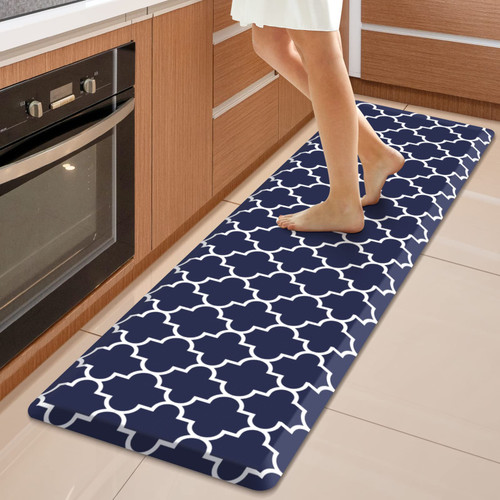 WISELIFE Kitchen Runner Rugs Anti-Fatigue mats,17.3"x 60",Non Slip Waterproof Ergonomic Comfort Mat for Kitchen, Floor Home, Office, Sink, Laundry,Blue