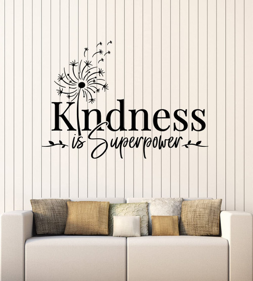 Vinyl Wall Decal Kindness Superpower Dandelions Phrase Lettering Stickers Mural Large Decor (g8010) Black Vinyl Wall Decal Kindness Superpower Dandelions Phrase Lettering Stickers Mural Large Decor (g8010) Black