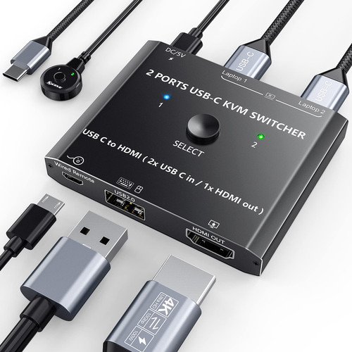 USB 2.0 Switch Selector, 2 in 1 Out / 1 in 2 Out Bidirectional USB Switcher for 2 Computers Share 1 USB Devices, Mouse, Keyboard, Scanner, Printer
