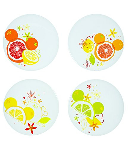 Disney Parks Citrus Mickey Icon Salad Plate Set of 4 Made of Melamine
