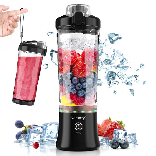 Portable Blender for Shakes and Smoothies,Waterproof Personal Size Blender USB Rechargeable Type-C,Mini Blender with 6 Blades,Small Blenders Smoothie Blender Cup 20 Oz