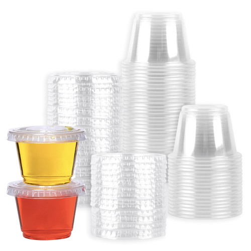 Galashield [50 Sets - 2.5 oz.] Jello Shot Cups Condiment Containers with Lids | Sauce Cups, Portion Cups, Dressing Container | Small Plastic Containers with Lids