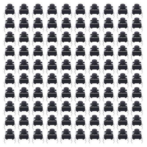 100Pcs Tact Switch, Momentary Tactile Push Button Switch, Used in Printed Circuit Board, Pushbutton Switches, Push Button Switch, Micro Tact Switch