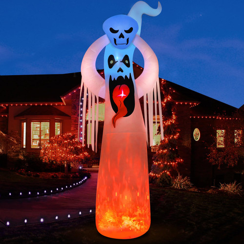 DomKom 12 FT Halloween Inflatable Decorations Giant Terrible Spooky Ghost, Outdoor Holiday Decor Blow Up Halloween Yard Decor, LED Lights Inflatables Outdoor Garden Lawn Halloween Decoration
