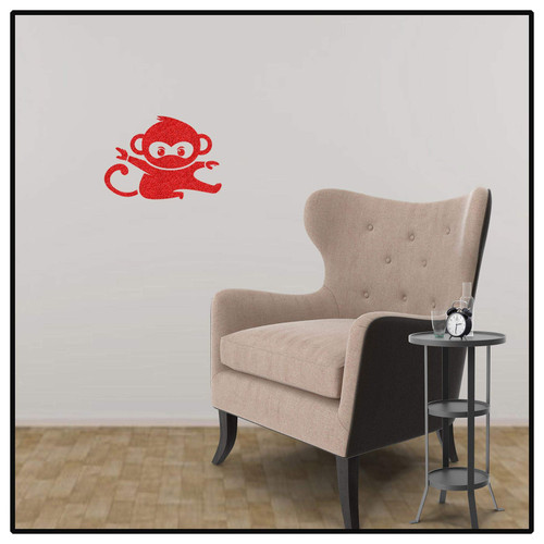 DecalDoggy - Monkey Ninja Vinyl Decal Car/Wall - Red Glitter