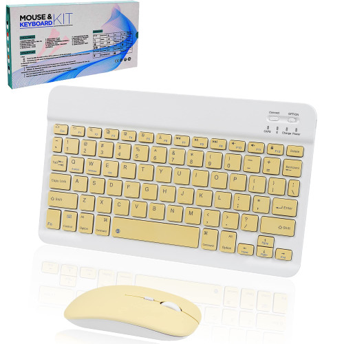 Ultra-Slim Bluetooth Keyboard and Mouse Combo Rechargeable Portable Wireless Keyboard with Bluetooth Mouse, iPad Keyboard Set Compatible with iPad pro/iPad Mini/iPad Air Mac OS, Android Windows iOS