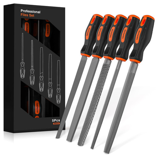 Simniam 5 Pcs Metal Files,Professional Files Set with Gift Box,Wood Files Set Including Precision Flat File/Triangular File/Half Round Files/Round File,Can Be Used to Process Metal, Wood, Sculpture