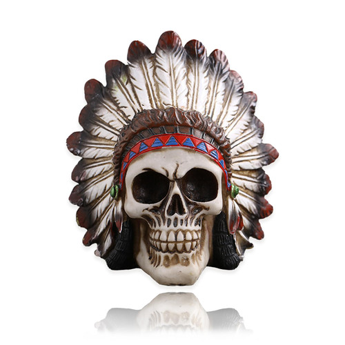 SUEHOZA Skull Decor- 1 PC Human Skull Model Resin Indians Skulls Statue Figure Halloween Skull Decoration Skeleton Head Home Accessories